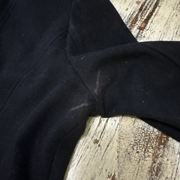 Guess Womens Sz XL BLK Wool Full Zip Up Herringbone Collar Long Tunic Moto Coat - Picture 12 of 15